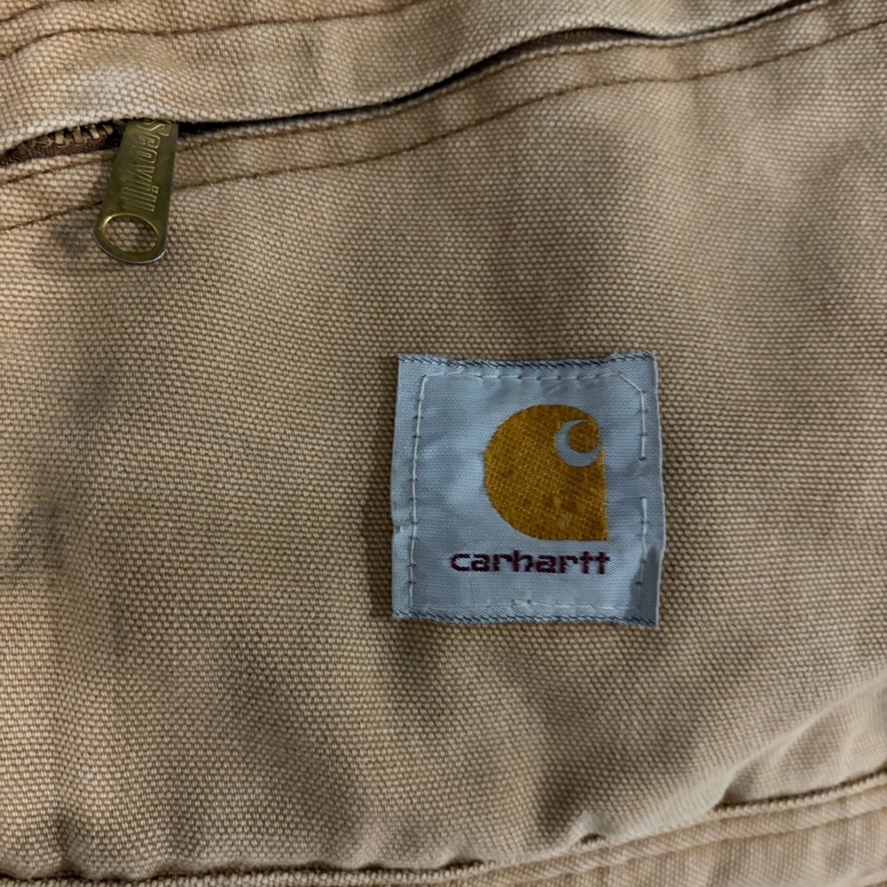 Vintage Carhartt Red quilted Insulated Canvas Coveralls Brown 996QZ 44S USA - Picture 15 of 16